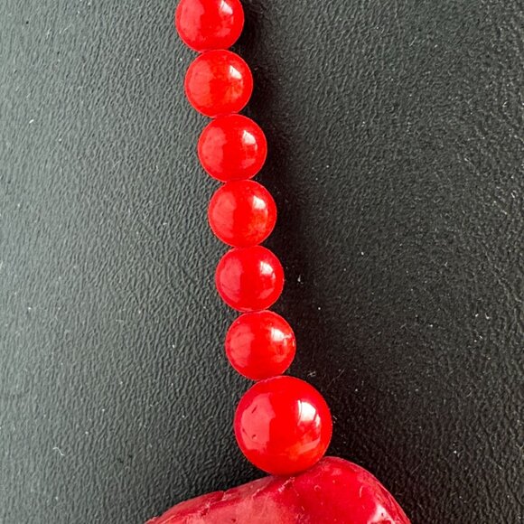 Bamboo Coral Necklace Red Beads - Picture 6 of 13